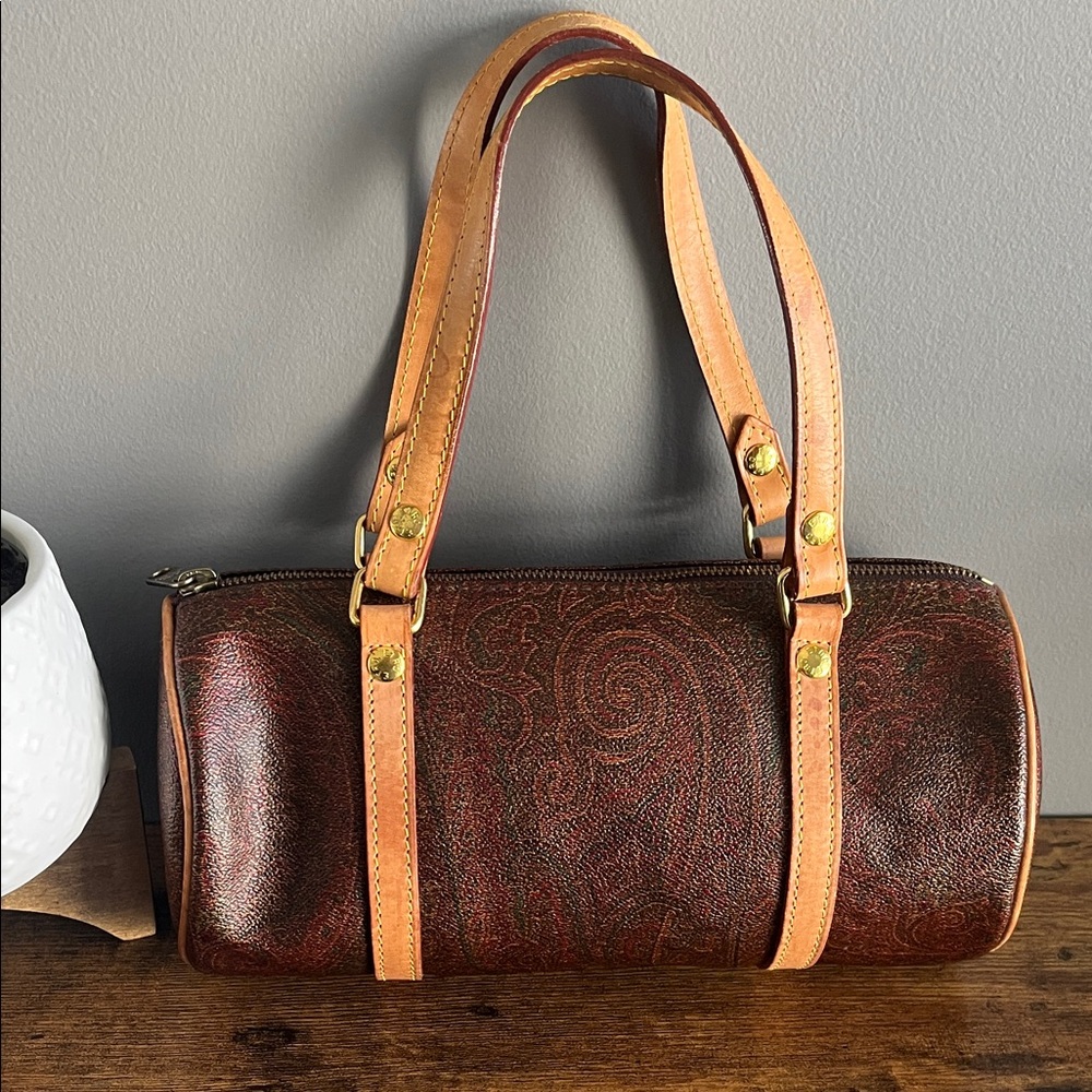 Etro Brown and Tan Paisley Bag